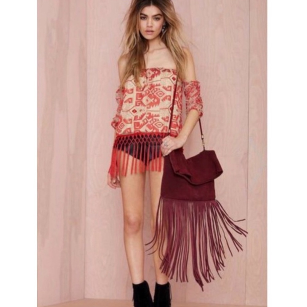 REVOLVE | LINE & DOT off shoulder fringe top